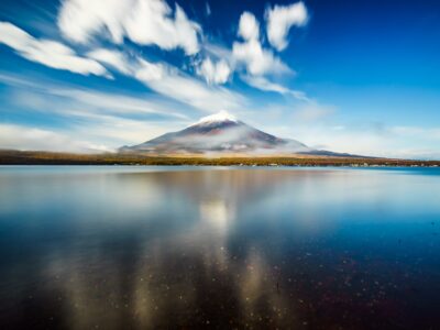 Long exposure shot of Mt.Fuji with Lake Yamanaka, Yamanashi, Japan